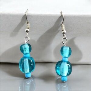 🩵Turquoise Blue Lampwork Glass Earrings | Handcrafted Artisan Beads🩵